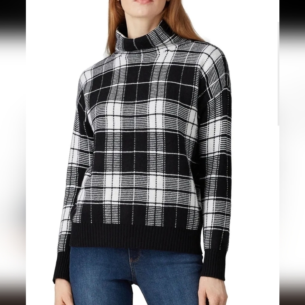 Lauren Ralph Lauren Wool Cotton blend Plaid Turtleneck Sweater